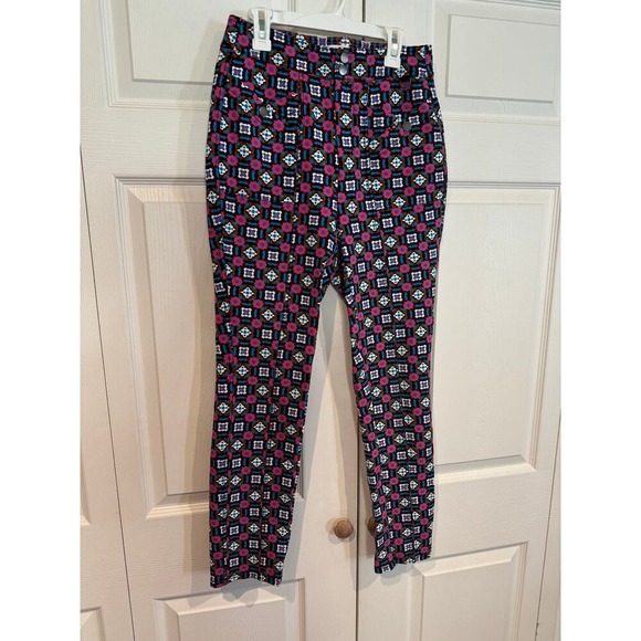 Patterned Pants High Waist Floral Print Button Fly Casual Stylish Trousers - Picture 4 of 9